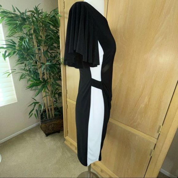 American Living - Flutter sleeve black dress, women’s size 4, black & white - Picture 5 of 14